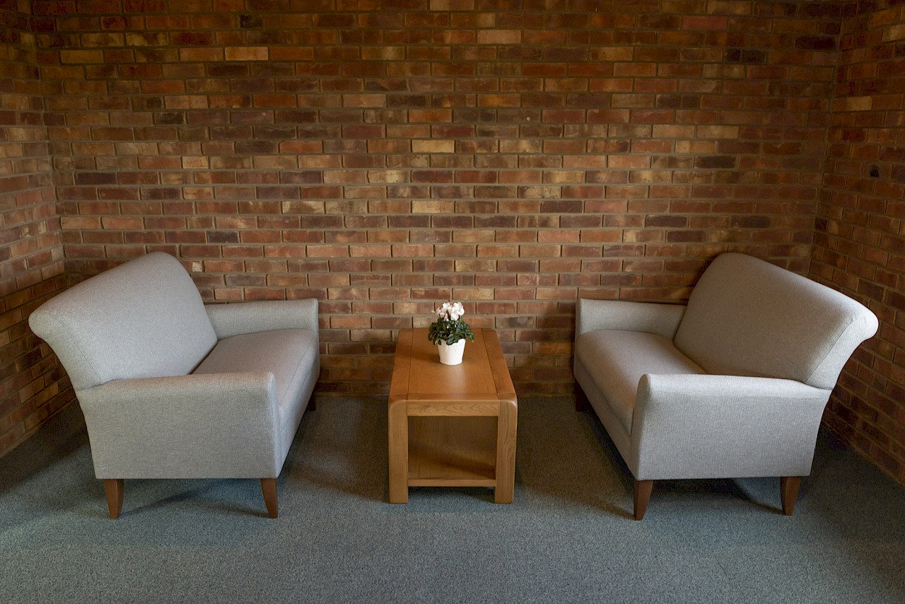 Seating area at the back of the Chapel of Rest