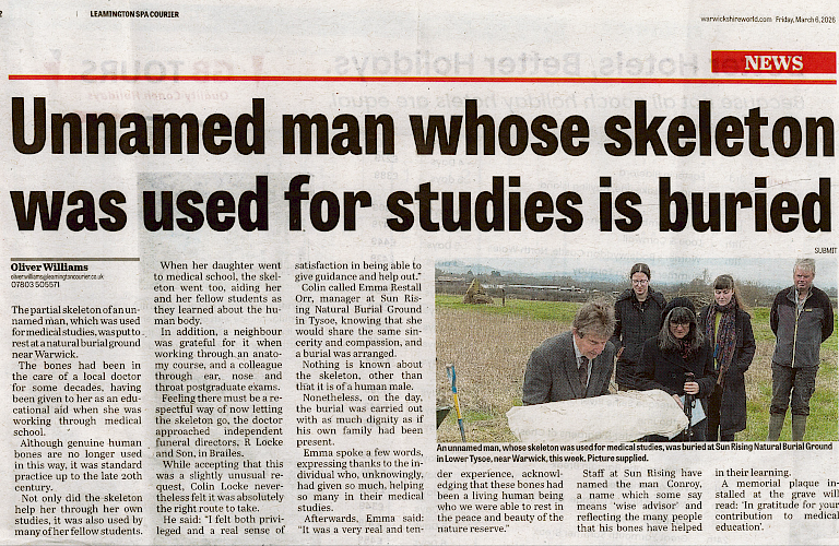 'Conroy' the unnamed skeleton laid to rest