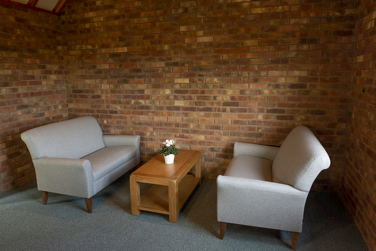 Seating area at the back of the Chapel of Rest